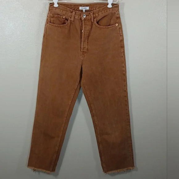 Re/Done 70s Ultra High Rise Stove Pipe Jeans in Washed Terracotta size 29 - Picture 2 of 13